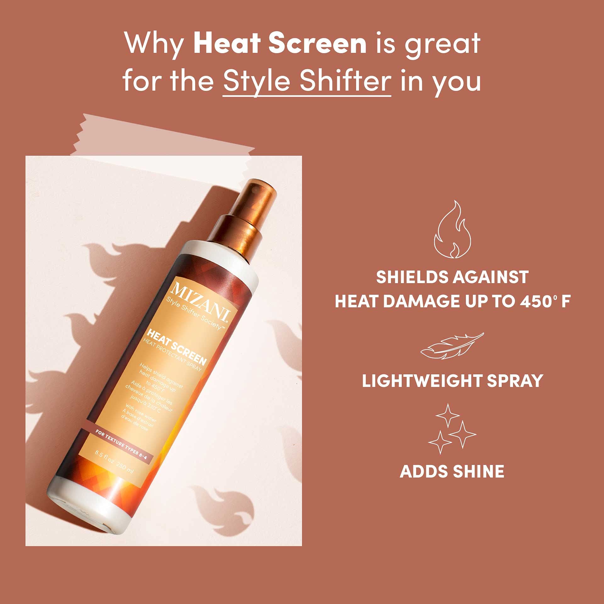 MIZANI Style Shifter Society Heat Screen Heat Protectant Spray, Anti