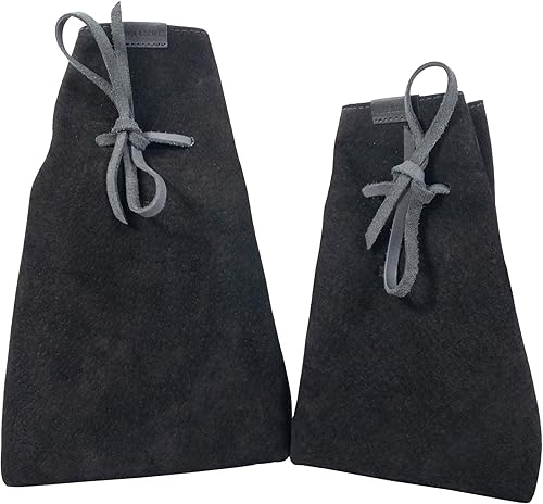 Hide Drink Saco con cordón paquete de 2 hecho a mano de oveja y cuero de grano completo almacenamiento multiusos bolsa al aire libre accesorios de