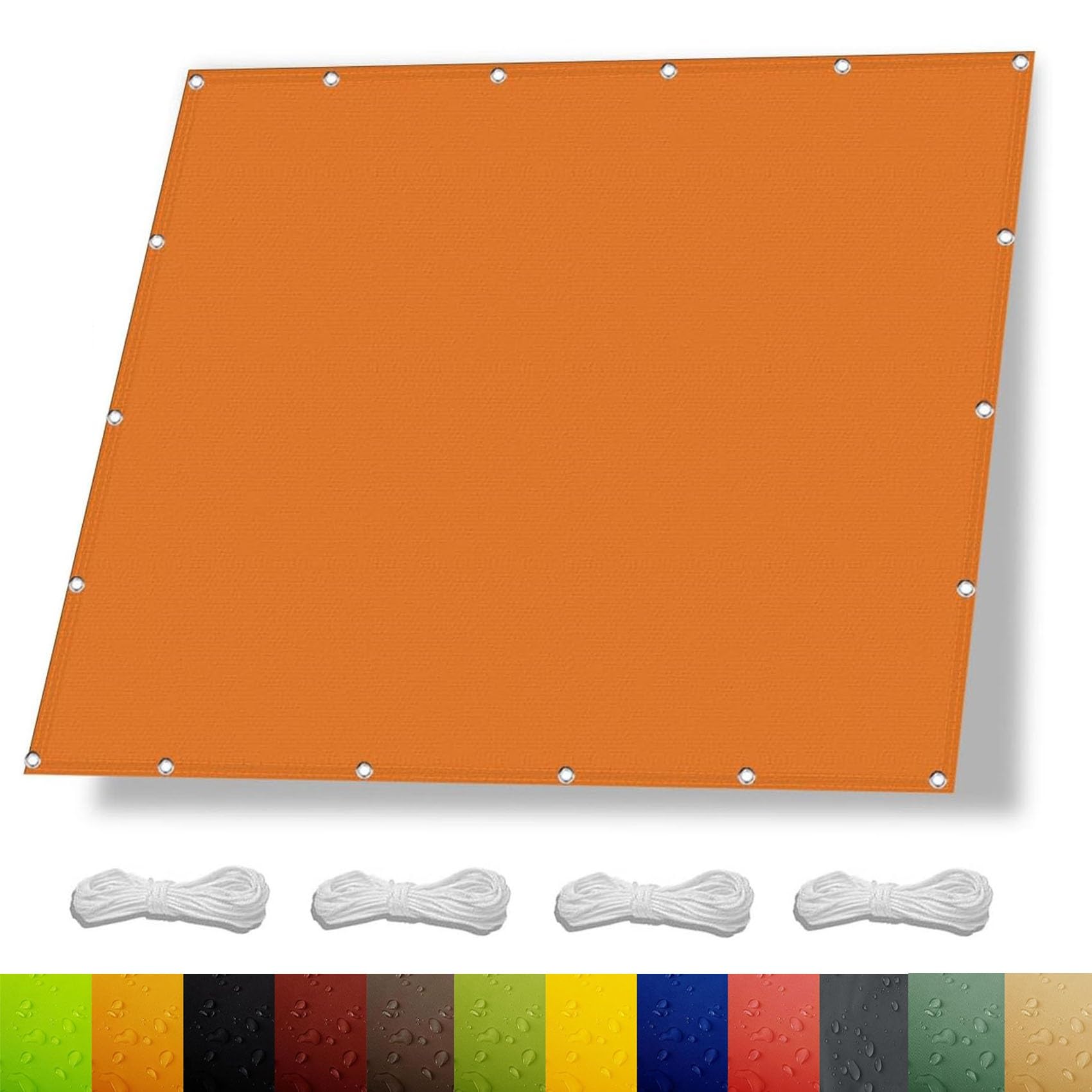 Toile d'ombrage 4x4m rectangulaire avec corde pour jardin plein air