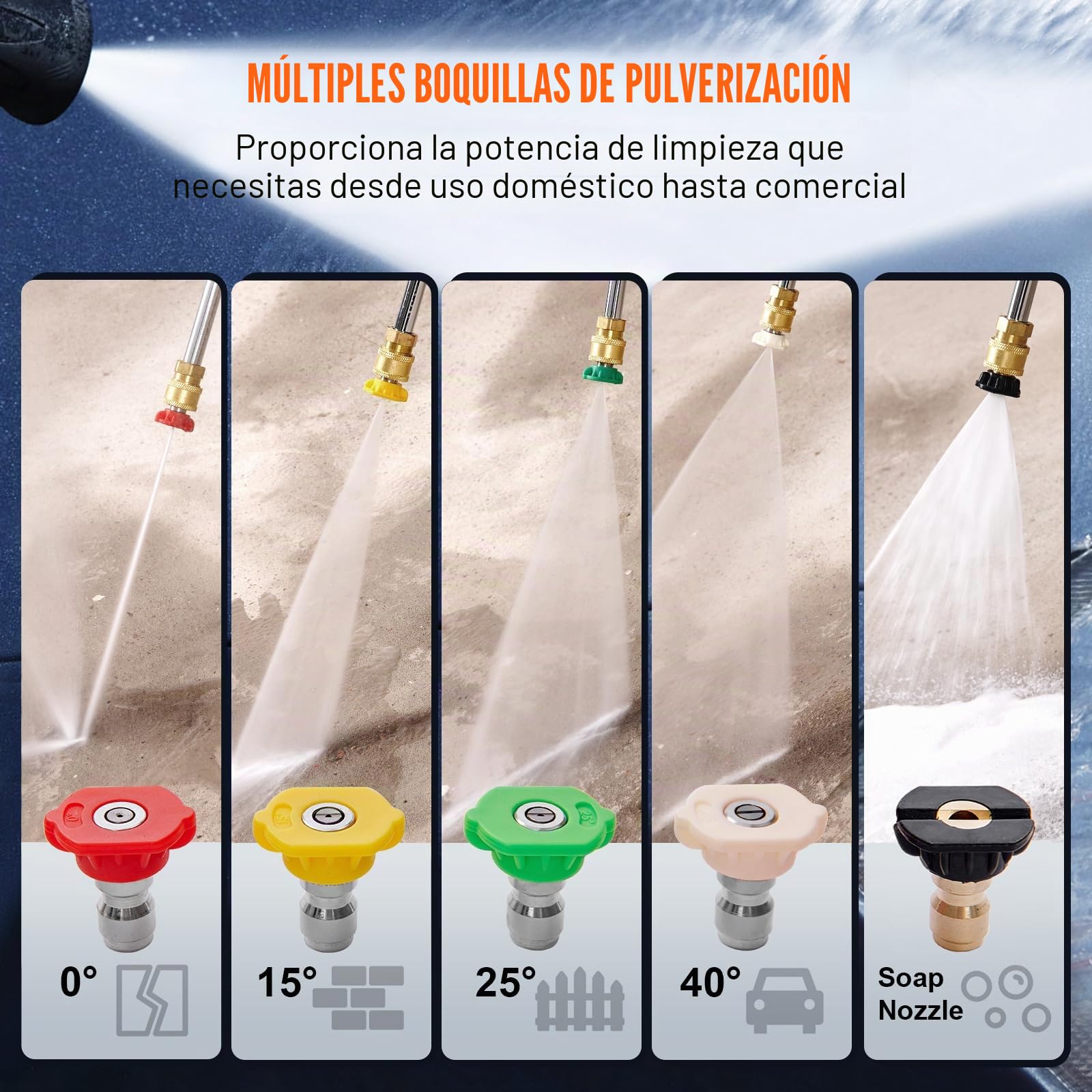 VEVOR Bomba para Hidrolavadora Eje horizontal de 19,05mm 3500 PSI 2,5 GPM Kit de Repuesto para Hidrolavadora con 5 Boquillas, Herrajes y Tubo de Sifón Compatible con Simpson, Honda, Troy-Bilt, Generac