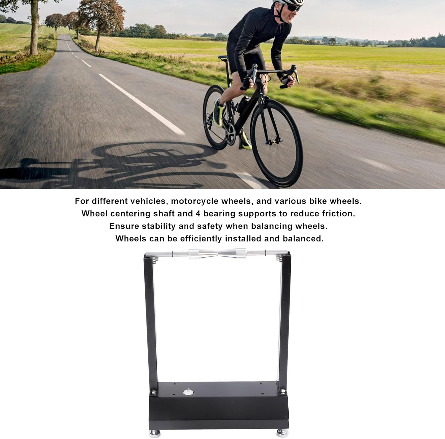 Ejoyous Motorcycle Bike Wheel Balancer, Wheel Balancer Motorcycle Rim Tire Balancing Spin Bike Wheel Static Truing Stand for Maintenance