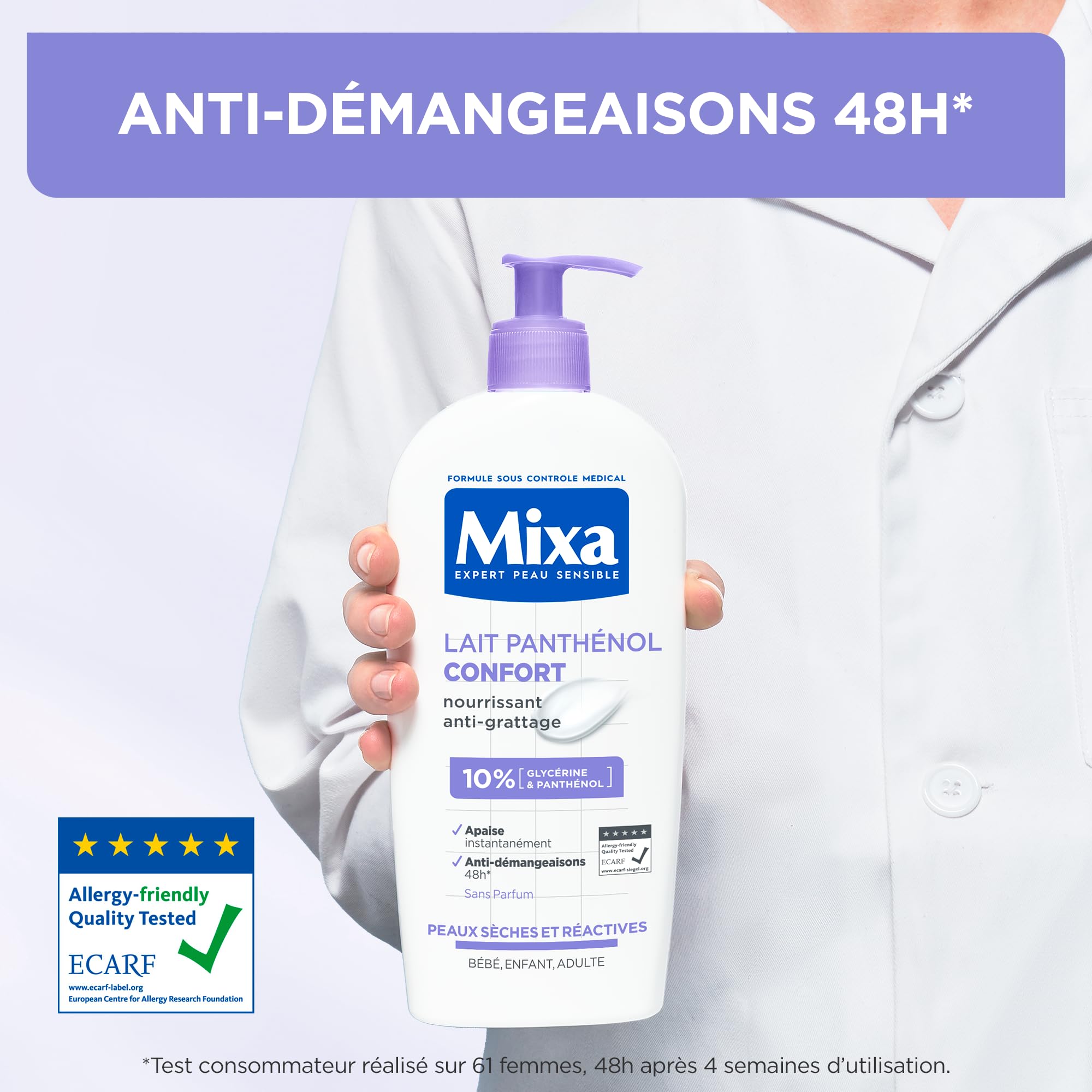 Mixa Expert Skin Sensible – Latte Pantenolo Comfort – Antiprurito – Pelle secca e reattiva – Bambino, Adulto, Ipoallergenico – Senza Profumo, 250 ml – Set di 6
