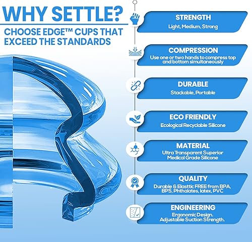 Miniatura 8 de Juego de ventosas de silicona Lure Essentials Edge, kit de ventosas para terapia de masaje, ventosas duraderas para uso profesional y doméstico,