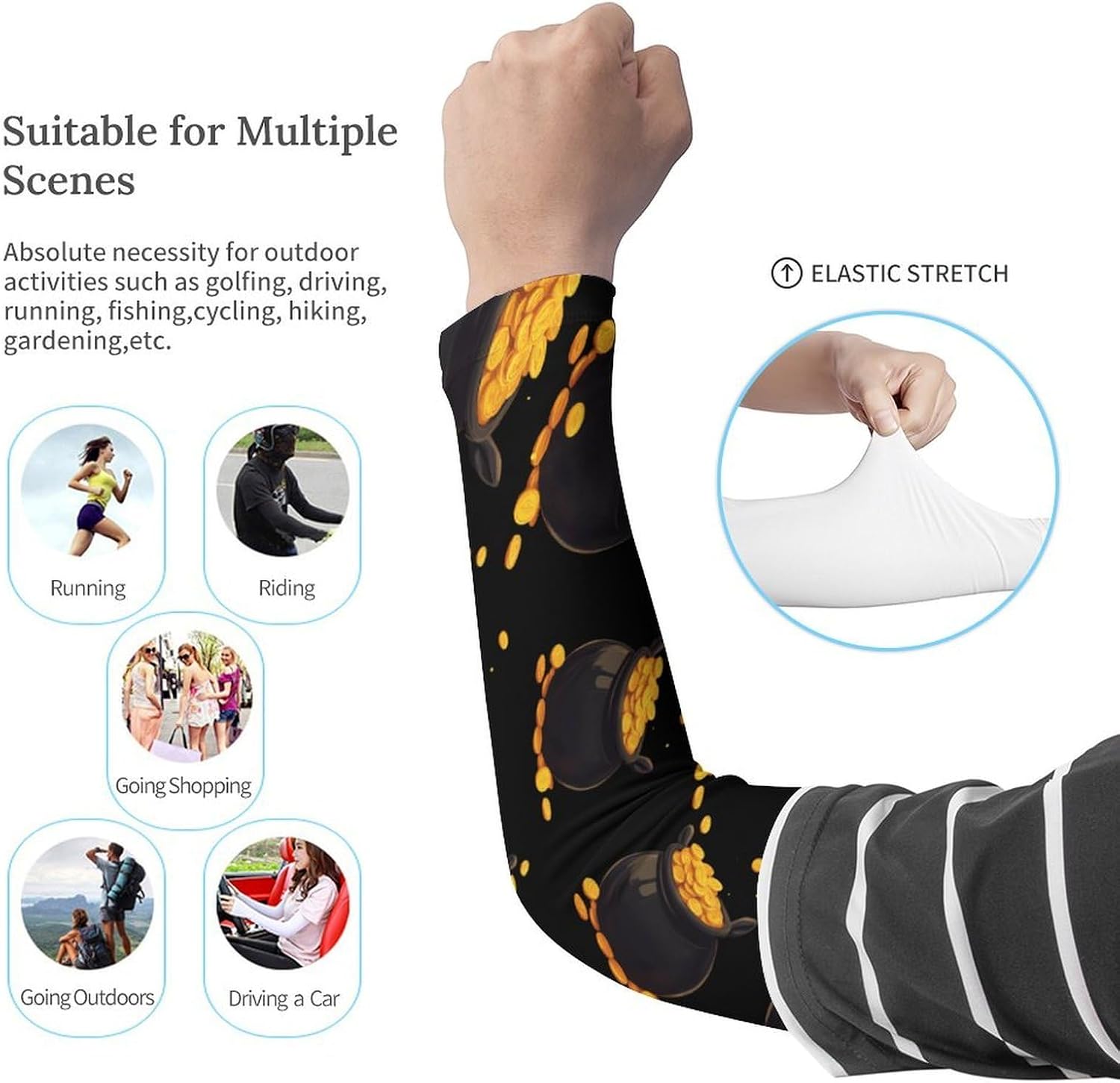Pot Of Gold Arm Sleeves Sun Protection Sleeves Sports Cooling Arm Compression Sleeve for Men Women