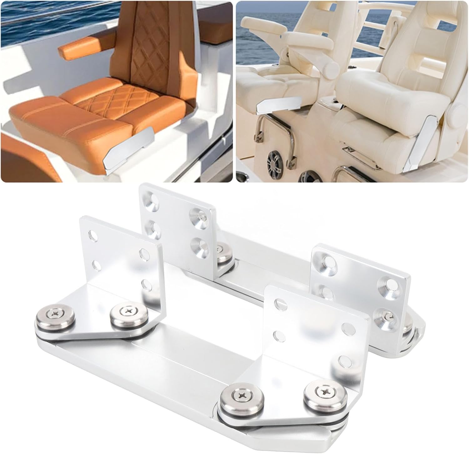 1 Pair Boat Seat Mounting Hinge, Aluminum Alloy Anti Pinch Fold Up Boat Seat Hinges, Boat Bolster Folding Seat Mounting for Yacht, Marine Seating Applications