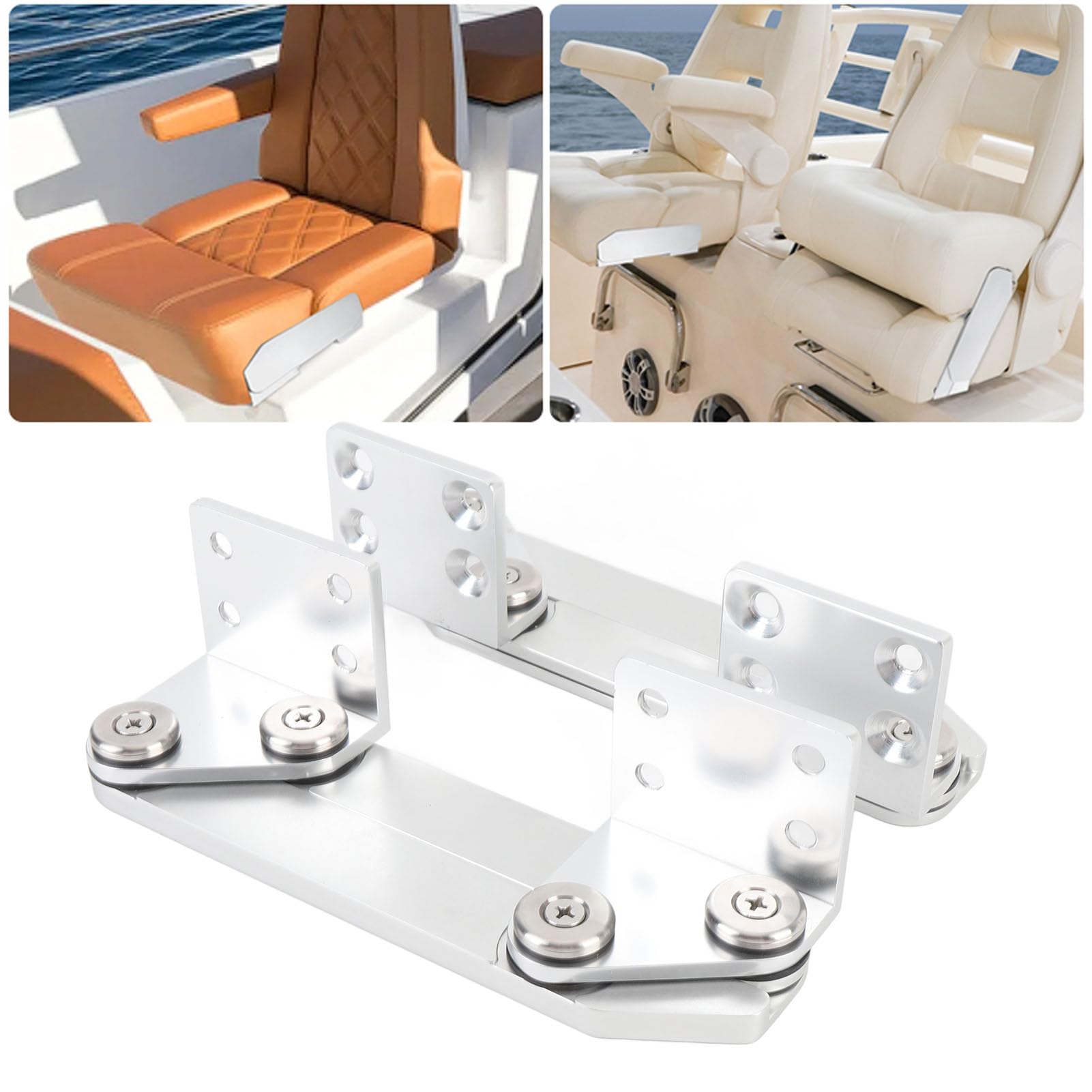 Depisuta 1 Pair Boat Seat Mounting Hinge, Anti Pinch Boat Bolster Seat Hinge, Aluminum Alloy Folding Bench Seat Hinge for Yacht Pontoon Ship Marine Seating