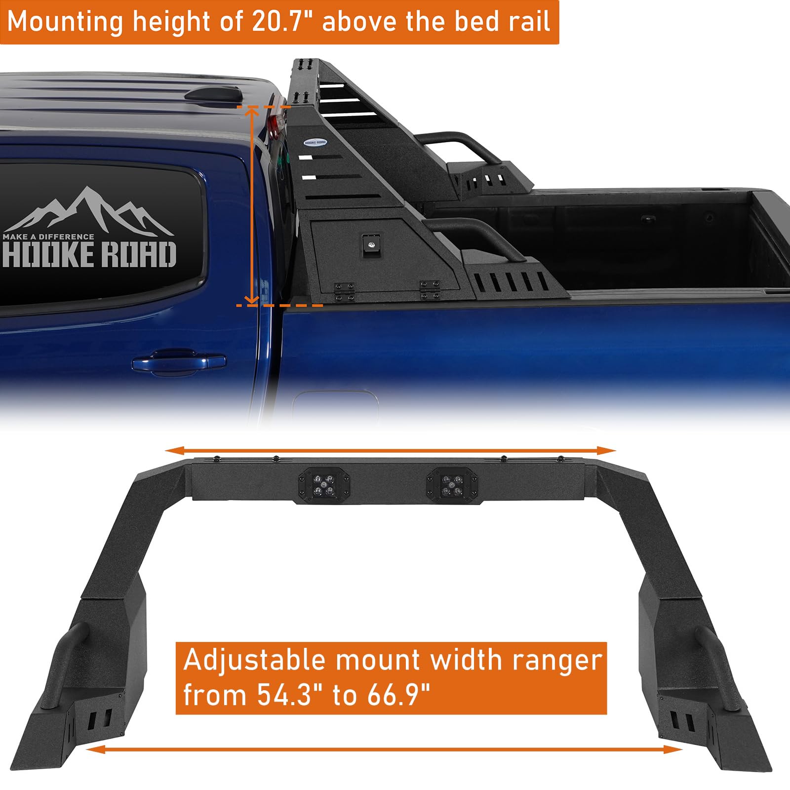 Amazon.com: Hooke Road Mid-Size Truck Sport Roll Bar Adjustable