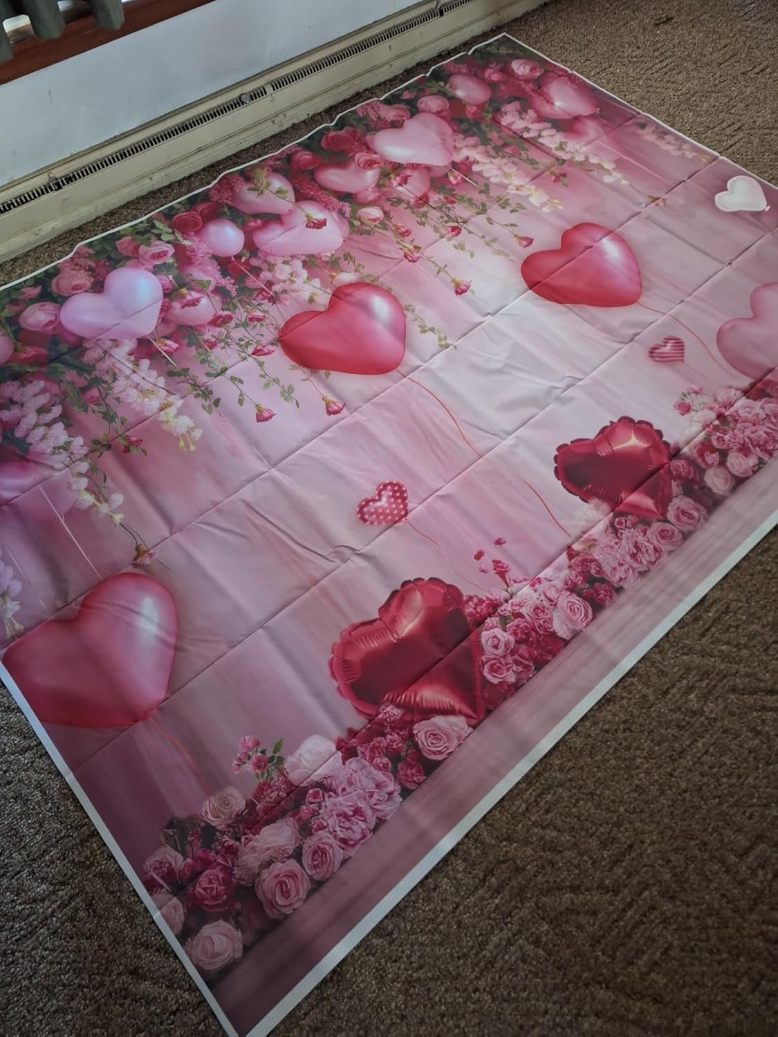 Sweet Valentines Day Backdrop Pink Heart Happy Valentine's Day Photography Background Red Roses Wall Love Wedding Anniversary Birthday Party Decoration Banner Photo Supplies (8x6FT(94 x 70 inch))
