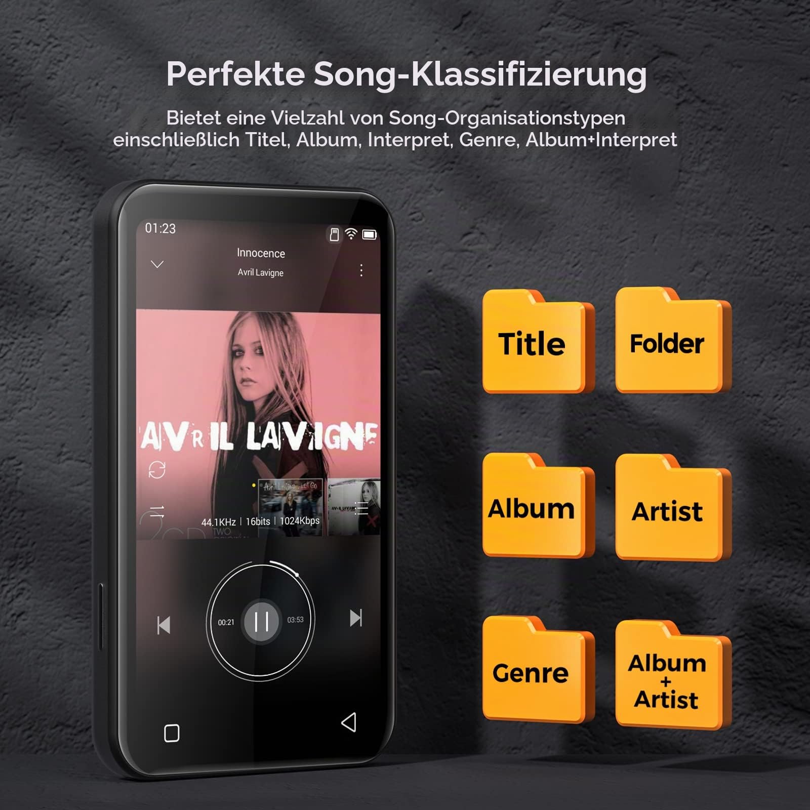WiFi-MP3-Player mit Bluetooth, TIMMKOO 4,0-Zoll-Voll-Touchscreen-MP3-MP4-Player, tragbarer HiFi-Sound, digitaler Walkman-Musikplayer mit UKW-Radio, Rekorder, E-Book, Uhr, Browser (Schwarz)
