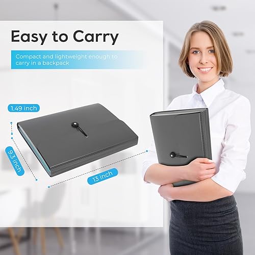 Miniatura 9 de Carpeta de archivos expansible, organizador de archivos de acordeón para clasificar documentos y papeles, organizador de almacenamiento de archivos