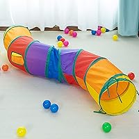 iCAGY Interactive Cat Tunnel Toy - Pop Up Crinkle Rainbow 47" Tunnel for Cats Kittens Rabbits Puppies Indoor Play & Nap