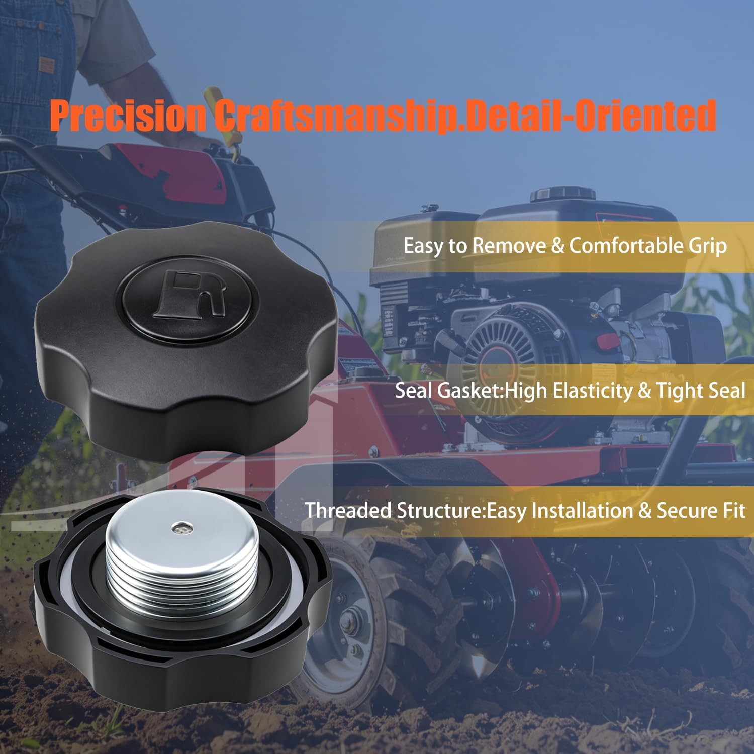 Gas Fuel Tank Cap Replacement for Troy Bilt Craftsman MTD YardMan Vortex Snow Blower Tiller, Replaces 951-12533 951-10649 751-10649 751-12532 751-12533 Fuel Cap for 206cc 208cc Engine
