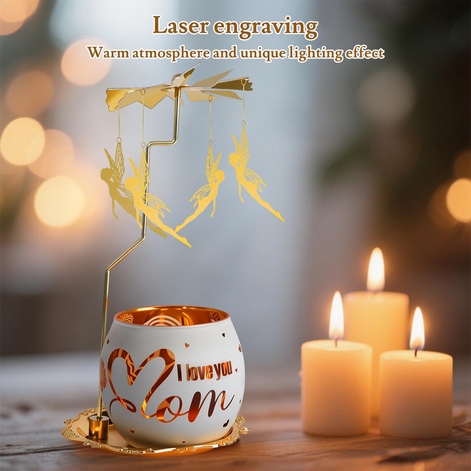 Portacandela antivento con incisione, regalo per donne, regalo per la festa della mamma, portacandela antivento con incisione, regalo di compleanno, regalo di Natale, idea regalo personalizzata