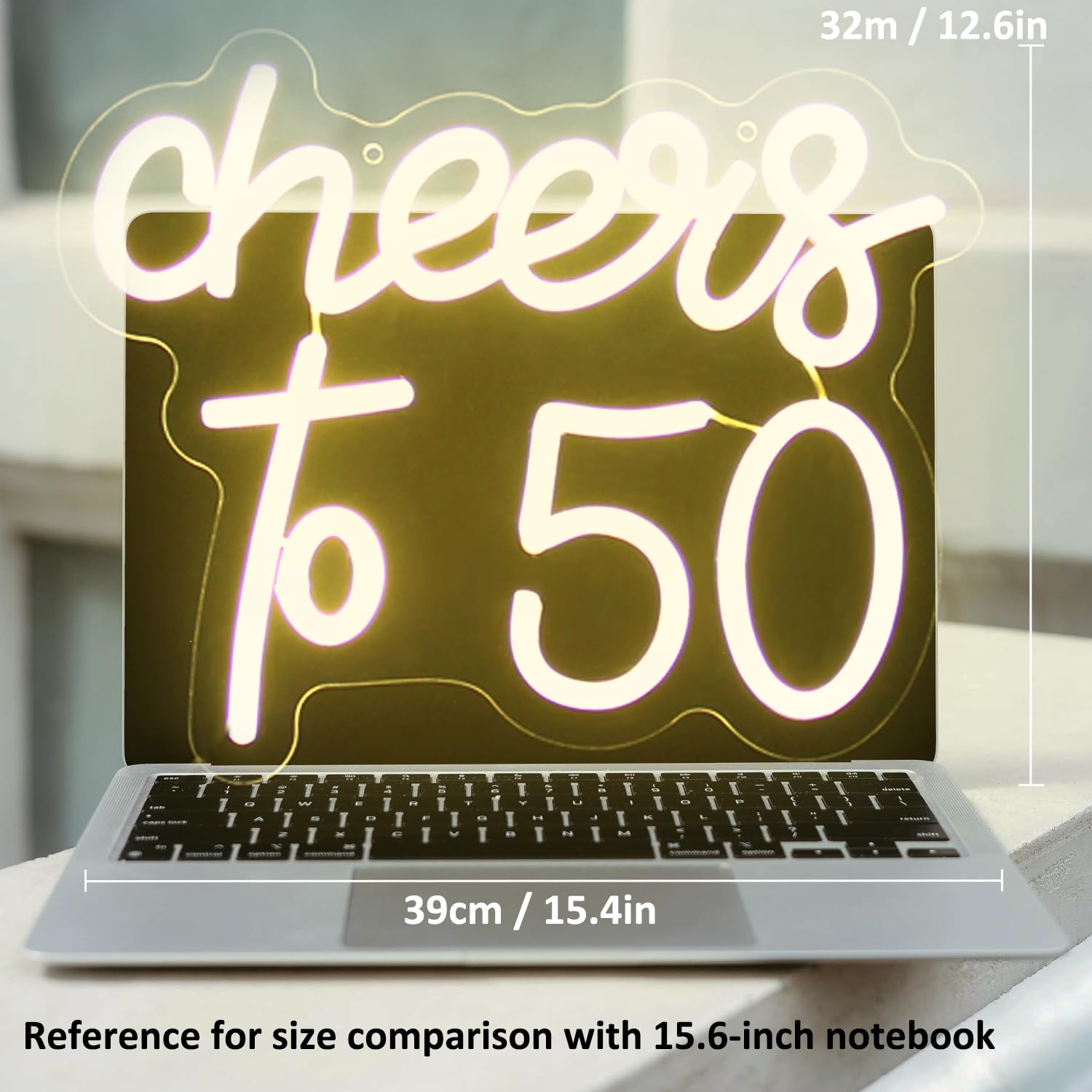 Neonschild "Cheers to 50", 39,1 x 32 cm, "Happy 50th Birthday", LED-Schilder für Wanddekoration, 50 Jahre, Neonlichter, Schilder für Schlafzimmer, Bar, Geburtstag, Hochzeit, Party, Dekoration