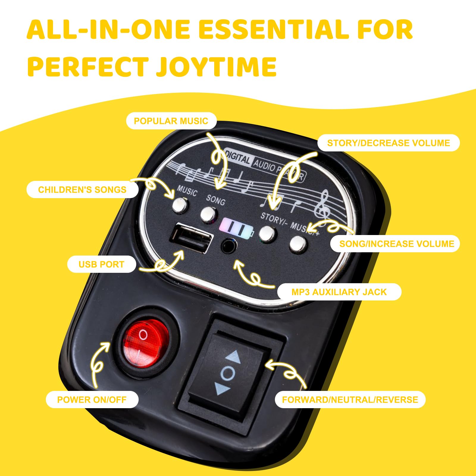 RCB 12V Moto Elettrica Bambini, Moto Elettrica con 2 Motori, Velocità 4 km/h, Luci LED, Connessione USB, Musiche Multitipo per l'Apprendimento Precoce, la Migliore Moto Cross Bambino dai 3 agli 8 Anni