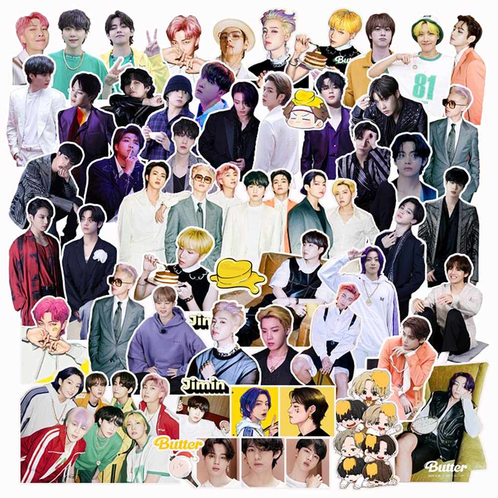 Bangtan Boys Sticker Pack Bangtan Boys 100Pcs Butter Sticker Pack Cartoon Water Resist vinly Stickers for Laptop Dynamite Sticker Notebook Kpop Sticker (Butter)