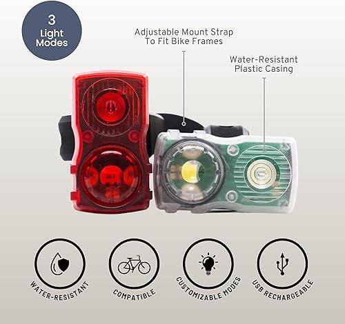 Miniatura 2 de State Bicycle Co. Luz de bicicleta. Luces LED. Luces de bicicletas para montar de noche, ciclismo. Recargable por USB, juego de luces delanteras y