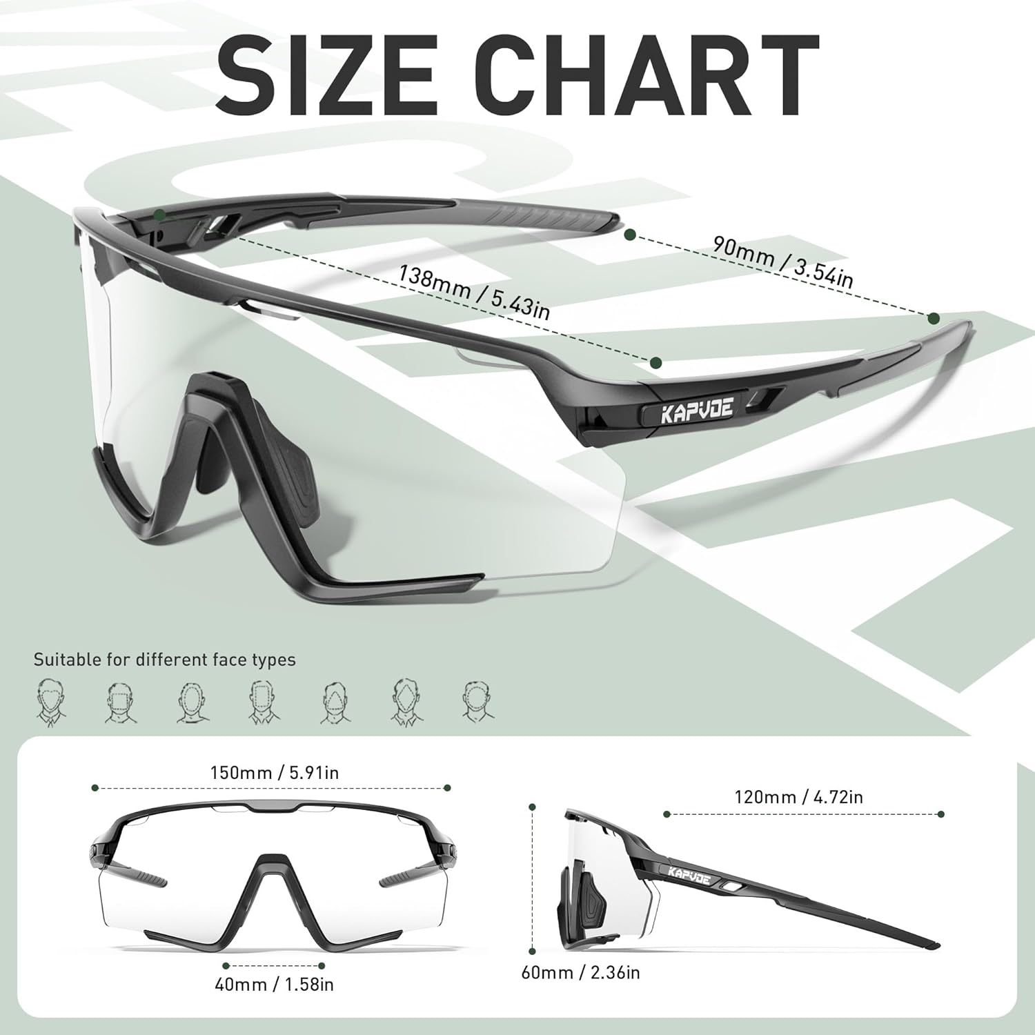 KAPVOE Photochromic Cycling Glasses Men Women Clear Mountain Bike Sunglasses MTB Bicycle Riding Sports Triathlon - K170 - Image 4