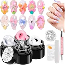 3D Sculpting Gel for Nail Art, 4PCS Solid Builder Gels for Nails Sculpture Carving Molding Extension for Beginners Manicure at Home Clear &White &Pearl White &Pink