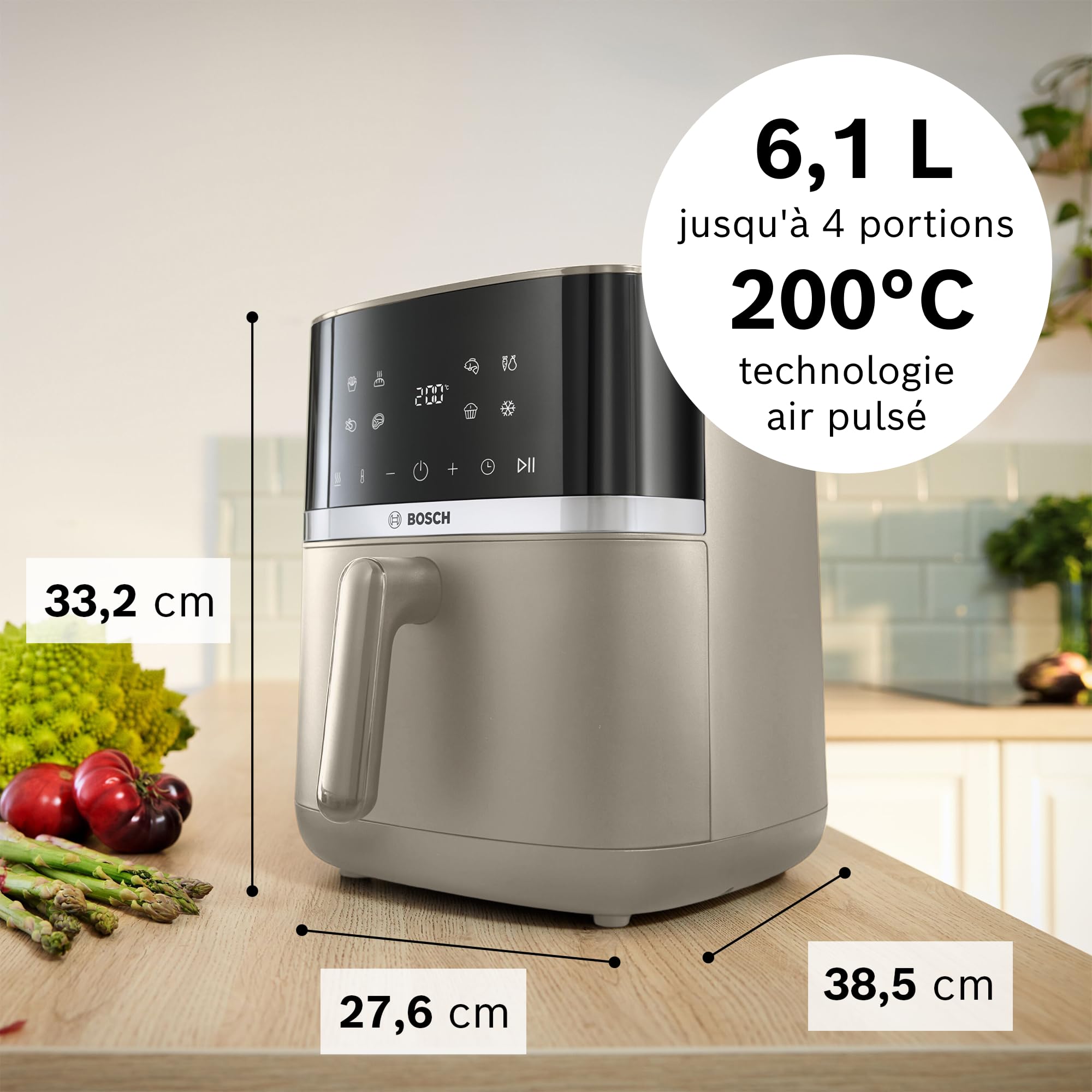 Image secondaire de Friteuse à air Bosch Série 4 XL - 6,1 L, 7 programmes, écran tactile