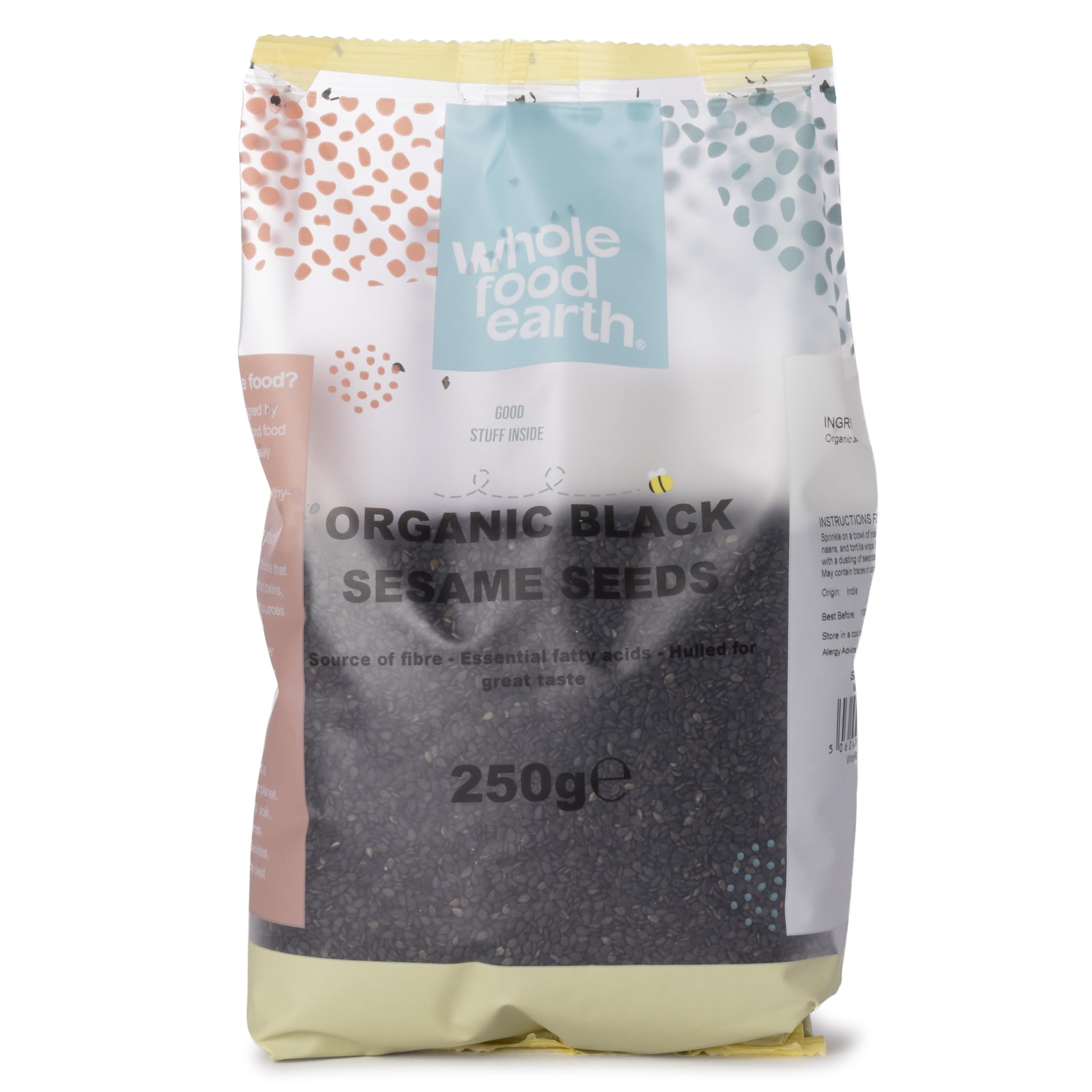 Wholefood Earth Organic Sesame Seeds Black 250g Raw | GMO Free | Vegan | Certified Organic