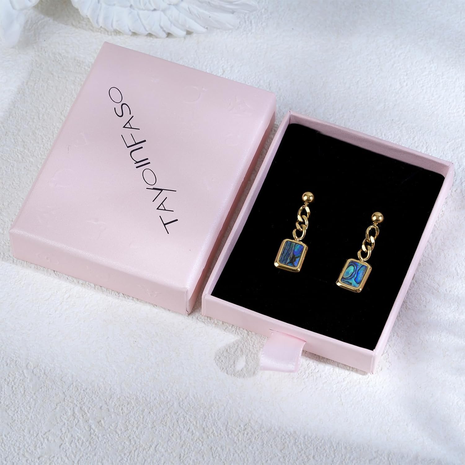 Abalone/White Shell Dangle Earrings for Women 18K Gold Plated Turquoise/Malachite/Shell Link Earrings Jewelry Gift