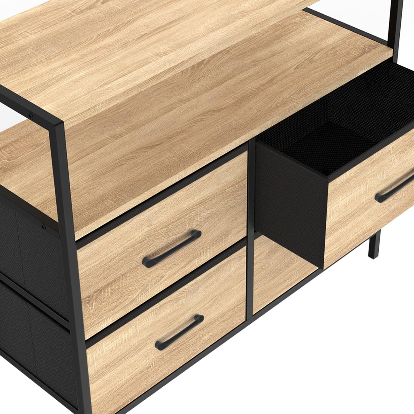 IDMarket - Cómoda con 4 cajones de tela Utah 80 cm, mueble de almacenamiento, diseño industrial