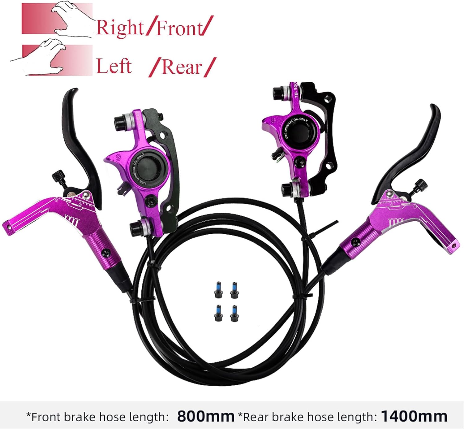 Hydraulic Disc Brakes Set, Mountain Bike Hydraulic Disc Brake Set, Front & Rear Disc Brake Kit Fit Mountain, Folding Bike, Scooter