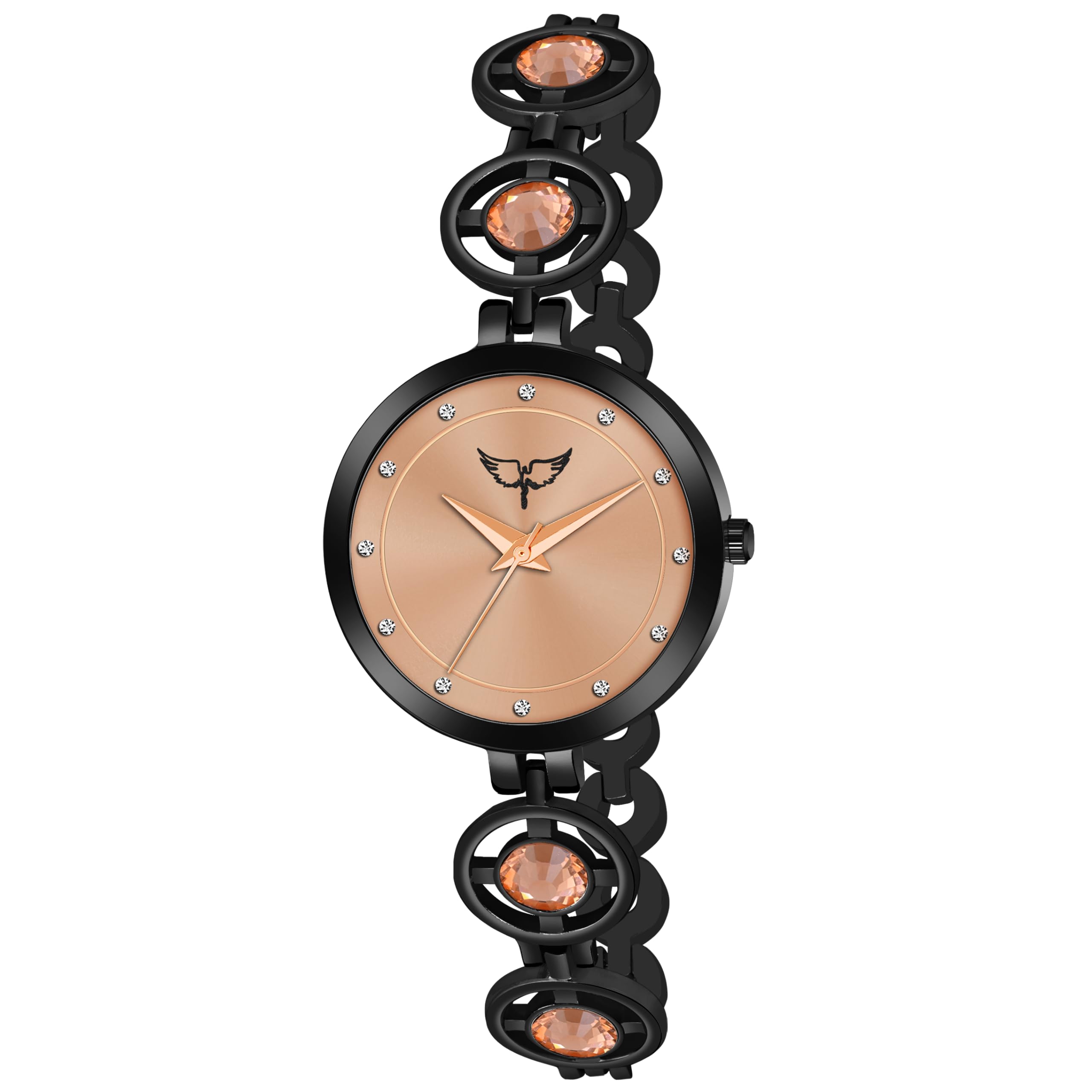 WHITE BIRD Womens Ladies Fashion Brass Watch With Bracelet And Crystal Bezel, Black Analog Design, Water Resistant (B0D29FKZ6J) Amazon Price History, Amazon Price Tracker