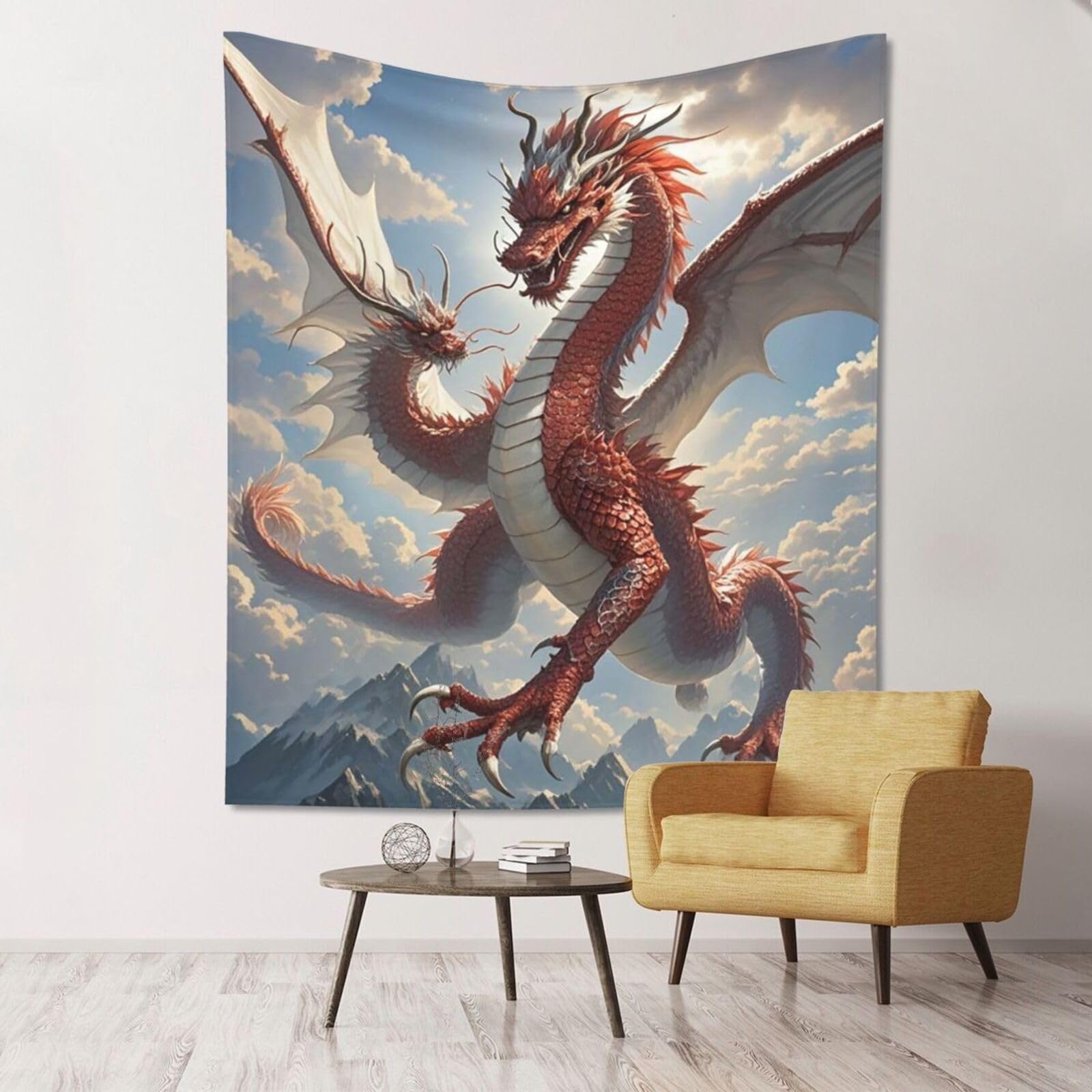 XOPEKVLAWM Tapestry Wall Hanging for Bedroom Aesthetic Wall Mural Tapestries 152x130 cm Art Backdrop Chinese Dragon Tapestries Landscape Poster Tapestry for Living Room Dorm Office Home Decor