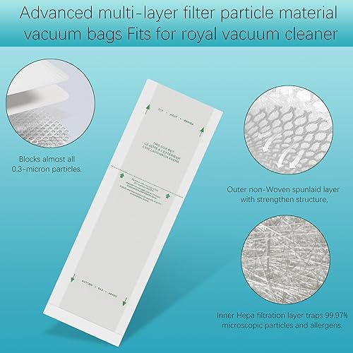 Miniatura 5 de Paquete de 6 bolsas de vacío tipo A 308814700 para aspiradora real, bolsas de repuesto para aspiradoras verticales, bolsas de polvo compatibles con