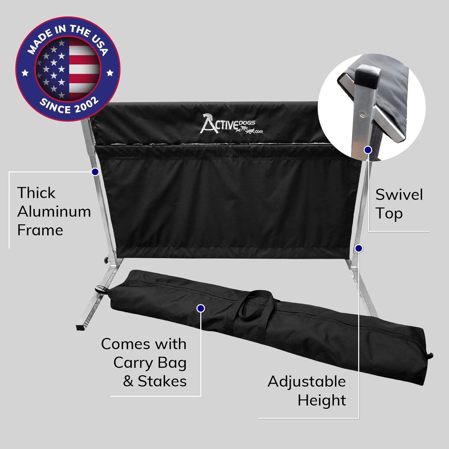 ActiveDogs IGP IPO Schutzhund Pendel Hurdle Jump w/Carrying Bag - All Aluminum Design - Dog Training Jump - Easy to Transport