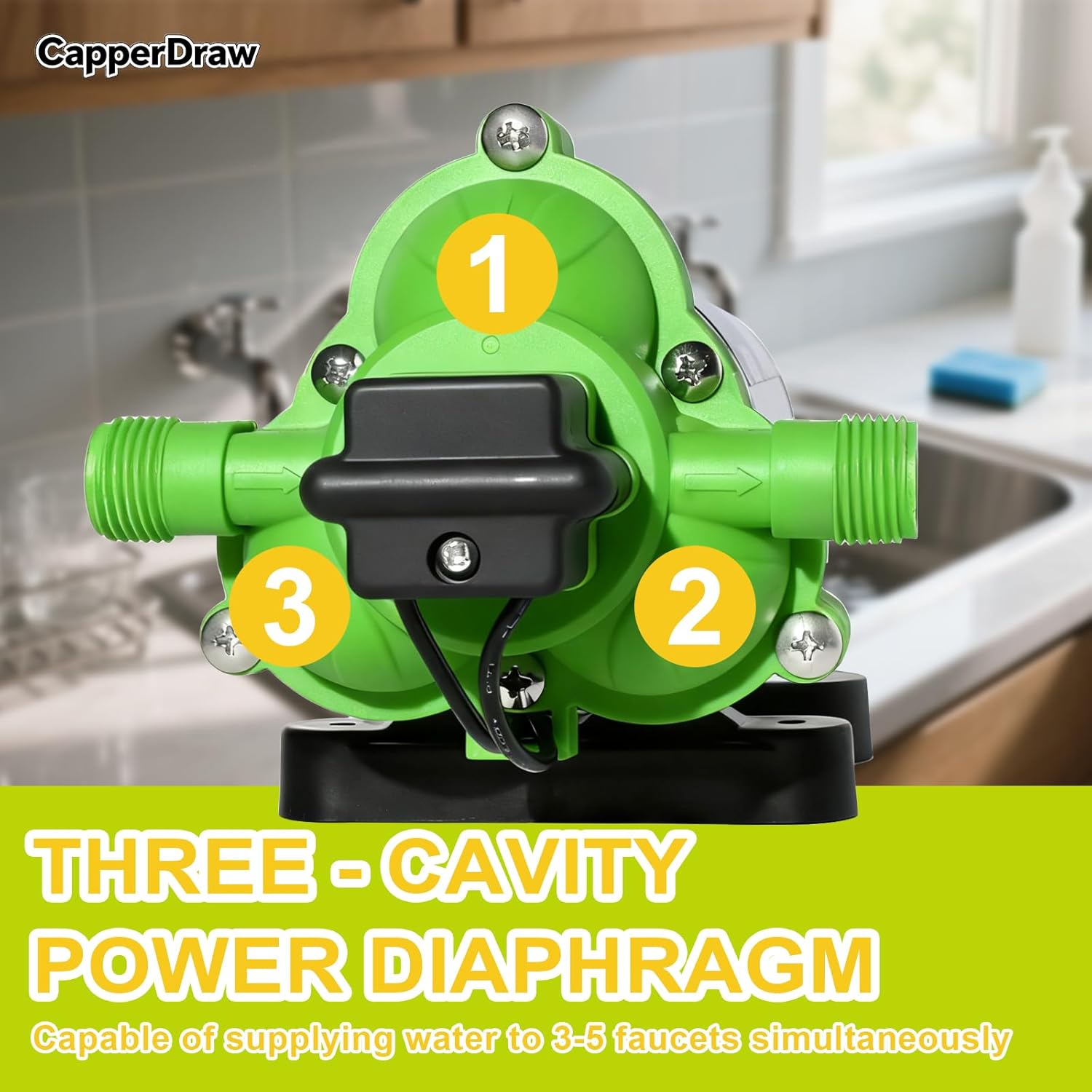 33 Series Water 110V AC Pressure Pump 4.0GPM 50PSI Self-Priming Diaphragm Pump, Smart Pressure Switch for Kitchen/Bathroom/RV/Caravan/Garden/Marine Yacht Use, Overheat Shut-off, UL Certified