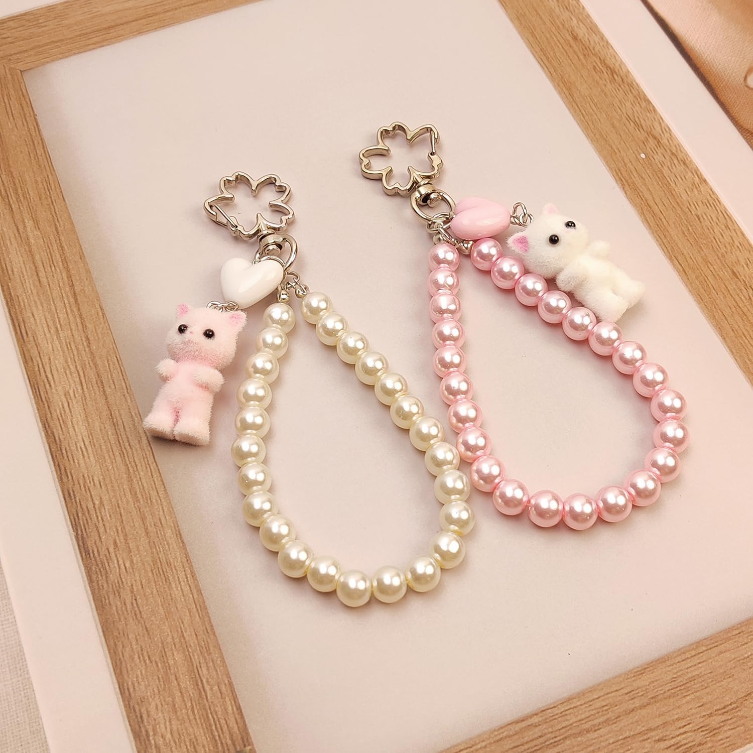 Cute Pink Keychain,Fuzzy Cat Keychain Aesthetic Y2K KeychainStylish KeychainsAccessories - Image 3