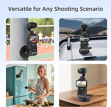 ARVOK Magnetic Mount Stand Compatible with DJI Osmo Pocket 3, Pocket 3 Accessories Adapter, Strong Magnetic Desktop Mount, 180 Adjustable Handle with Cold Shoe, Black