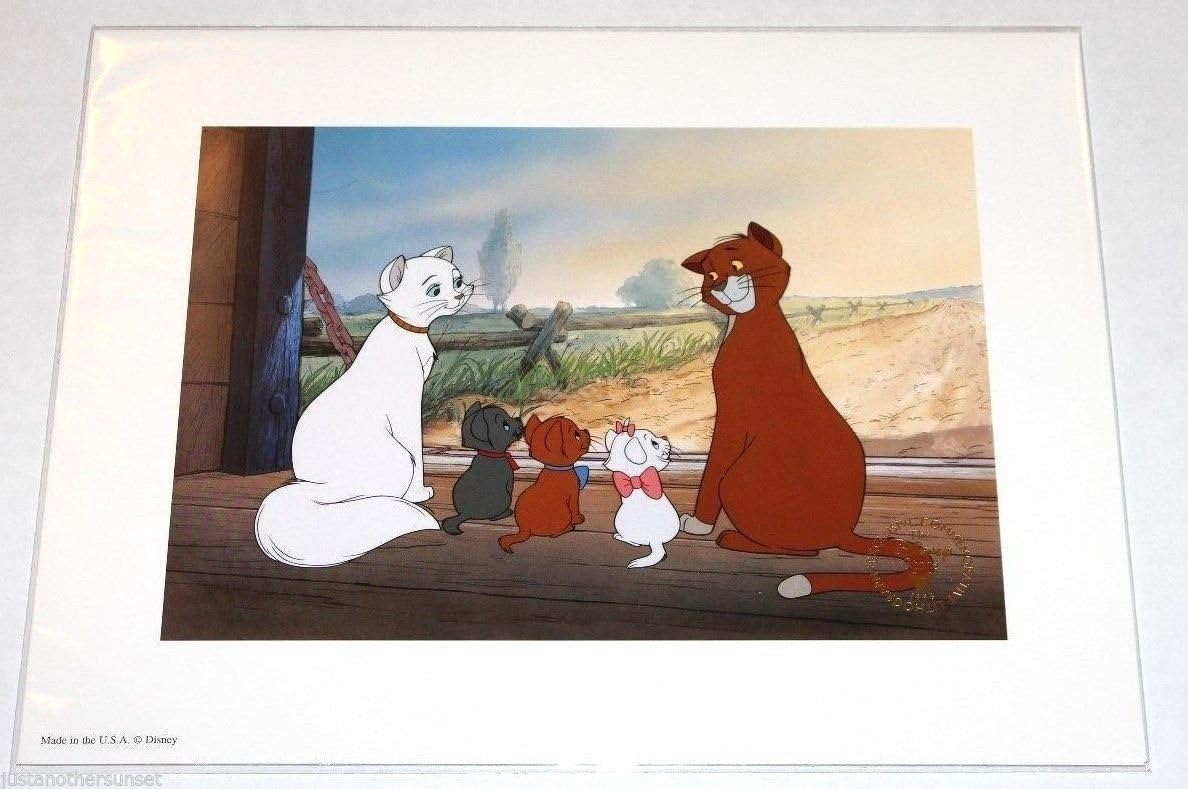 Disney Lithograph Art Print 11"x14" The Aristocats, Thomas O'Malley, Duchess and the Kittens