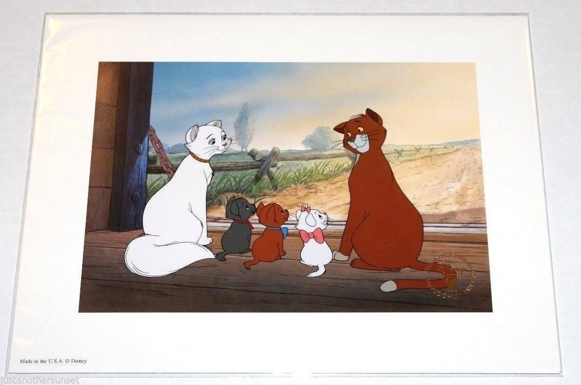 Disney Lithograph Art Print 11"x14" The Aristocats, Thomas O'Malley, Duchess and the Kittens