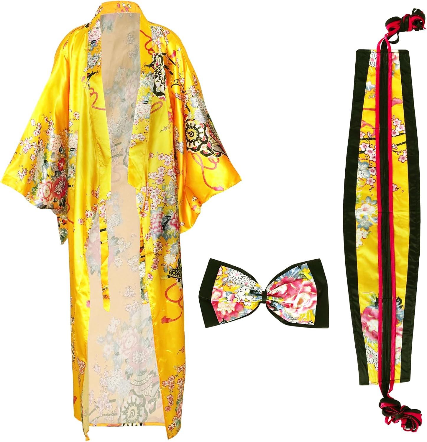 Kimonos for Women Japanese Dress Yukata Geisha Costume Fancy Robe Anime Cosplay Maid Outfit Mask Hand Fan Socks Set - Image 3