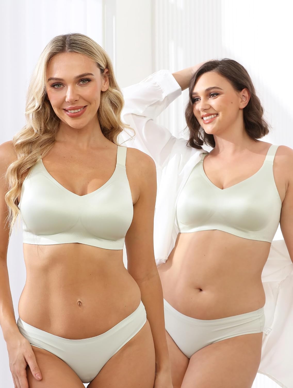 COMFELIE Bras for Women 2025 Luxury Satin Curve Pop NanoSoft Seamless Wireless Bra with Laundry Bag