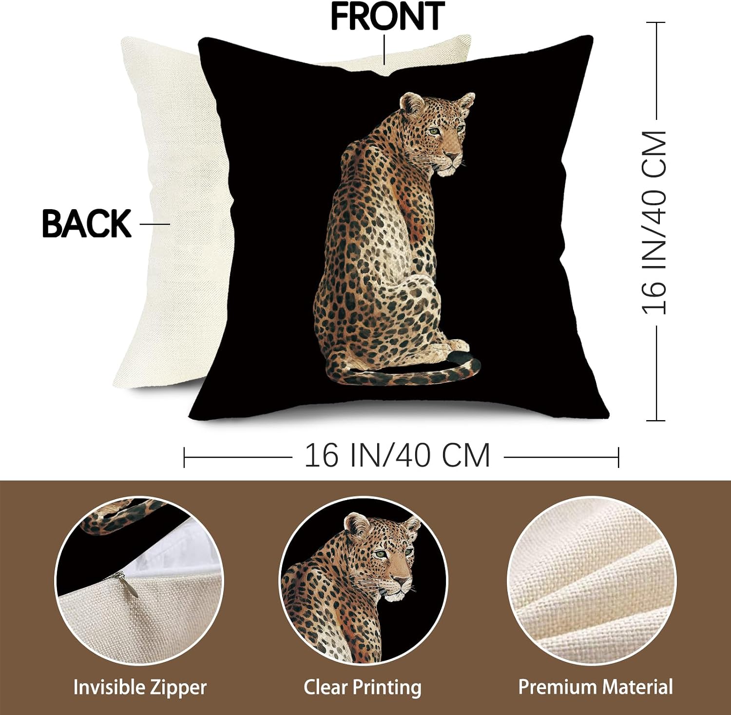 Feeling Lucky 8 Ball Black Leopard Print Decorative Throw Pillow image 2