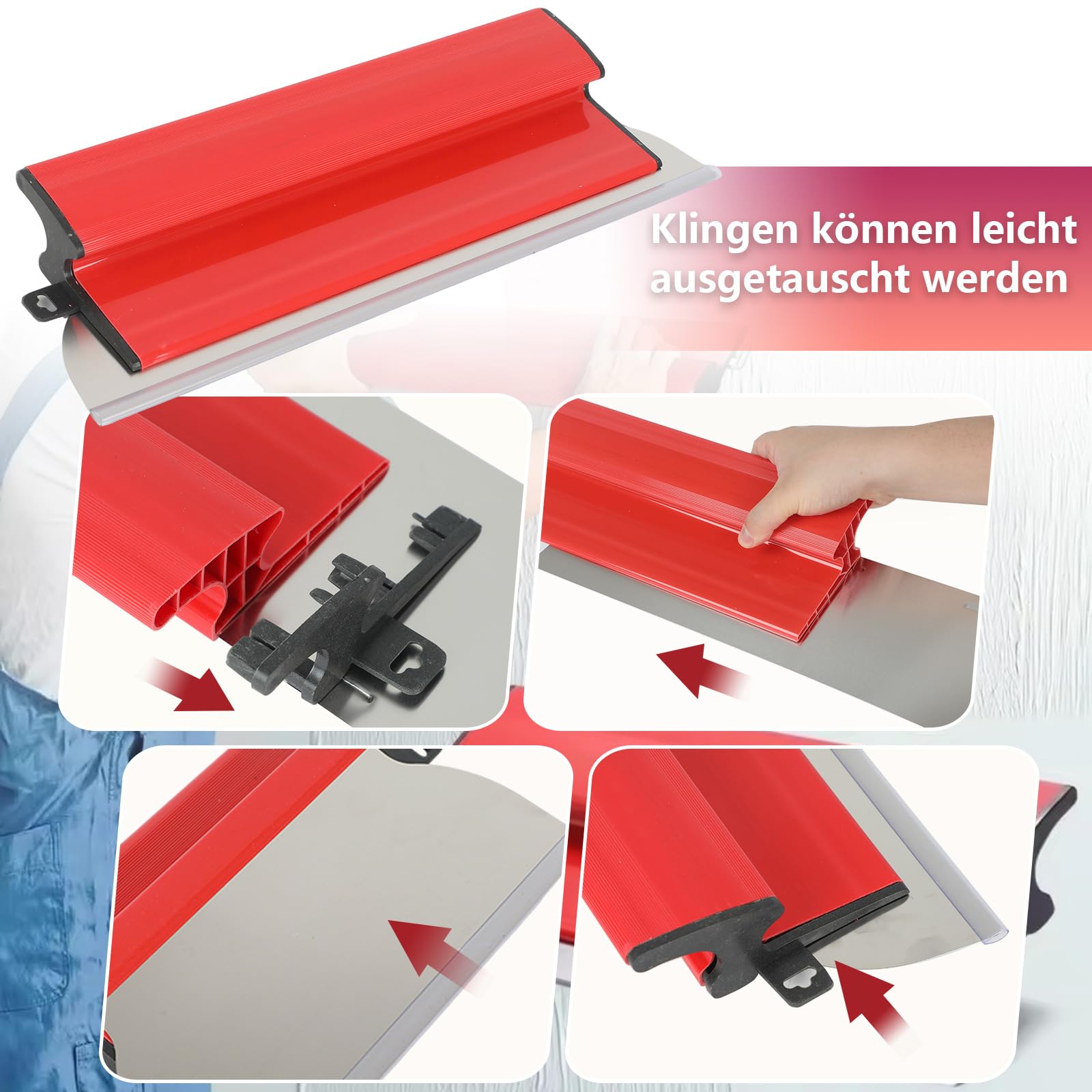 Set di spatole per superfici con 3 lame in acciaio inox (25 cm + 40 cm + 60 cm), set di spatole con manico a Z, spatola grande per grandi aree di lavoro, decorazione da parete