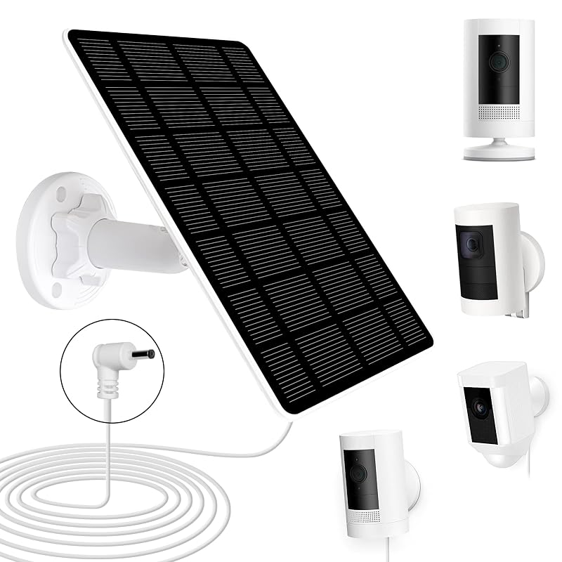 Painel solar de 5 W para Ring Stick Up Cam e Ring Spotlight Cam, carregador solar de 6 V com cabo de 4 m e adaptadores