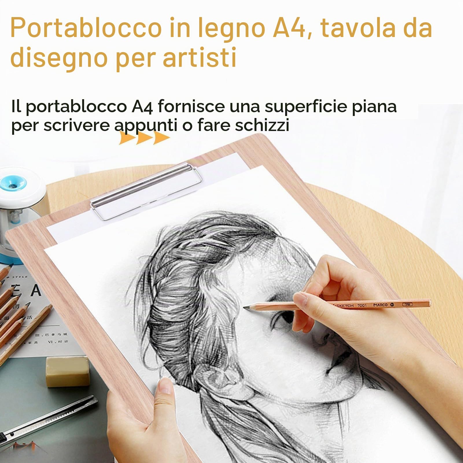 HERCHR Appunti per schizzi in legno, tavola da Disegno in Legno per artisti 8K, Impermeabile Viaggio Pittura Tavola, Blocco da disegno in legno Con Clip in metallo per Classe Studio