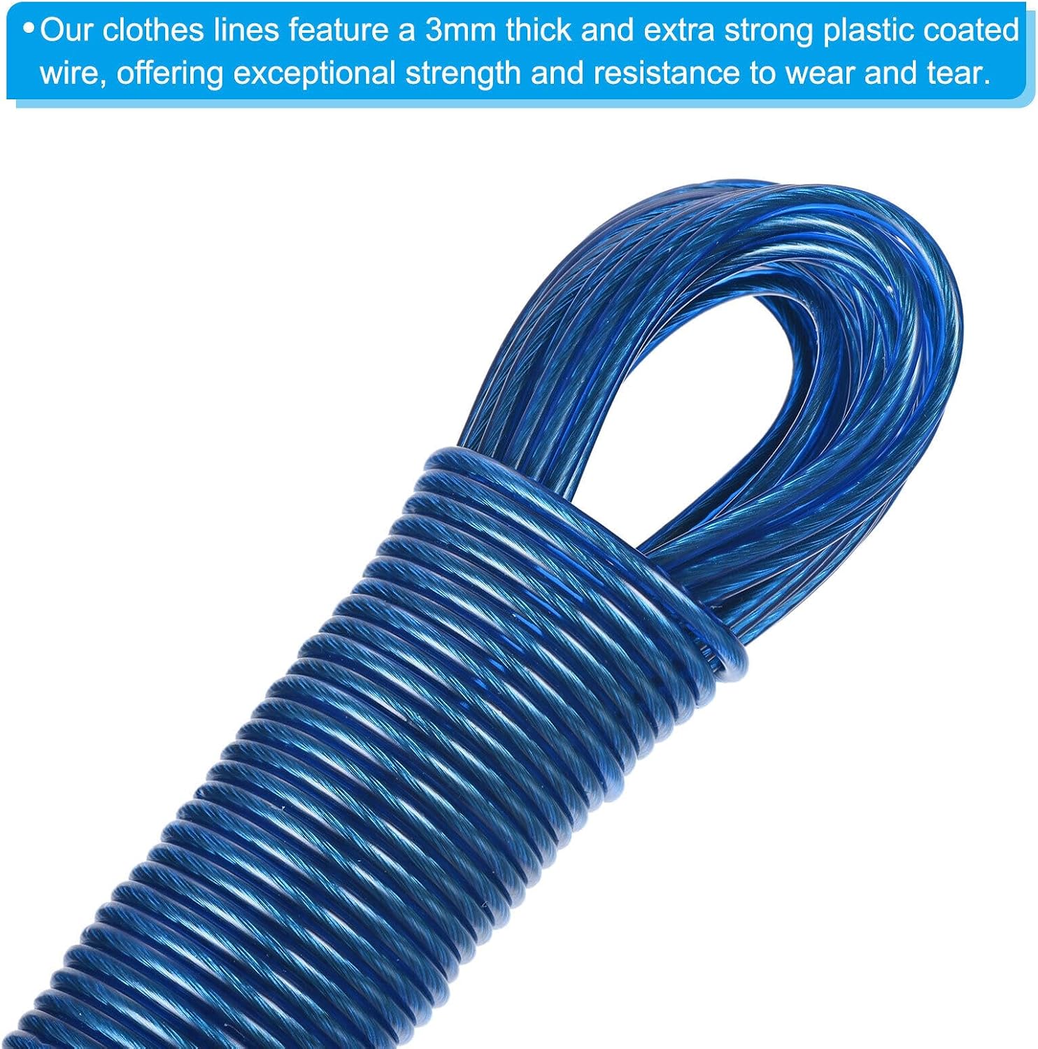 Home and Garden Parts Plastic Coated Clothesline 2 Pack 1/8Inch x 66FT Steel Core Clothes Lines Blue #CN/251024/18995