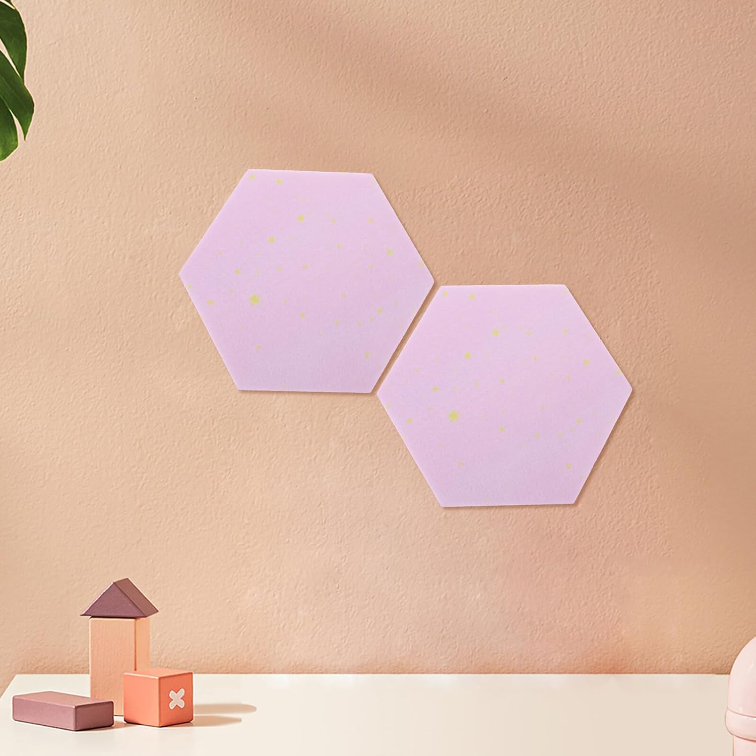 DOITOOL 6pcs Hexagon Felt Boards Tiles Self-Adhesive Memo Pin Board for Wall Home Office Decorative Bulletin Display with Lightweight Material and Patterned Design