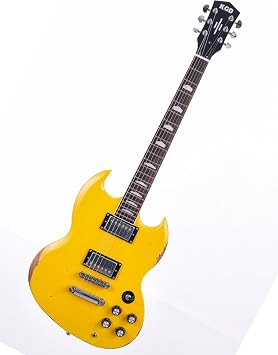 KGD Relic Electric Guitar,Solid Body Electric Guitar With Mahogany Body and Neck,Rosewood Fingerboard,Bone Nut,SG style 6-String Guitar,Professional/Electric Guitars for Adults