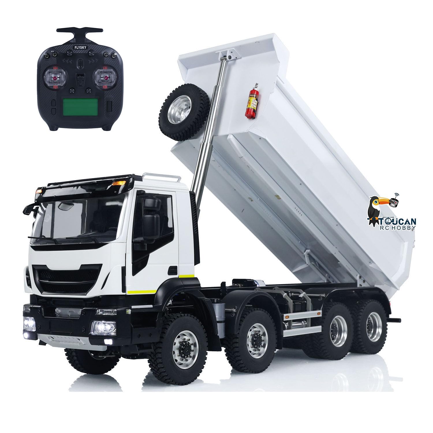1 14 Metal Hydraulic RC Dump Truck 8X8 Radio Control Tipper Car 2-Speed Gearbox Hobby Grade Model White