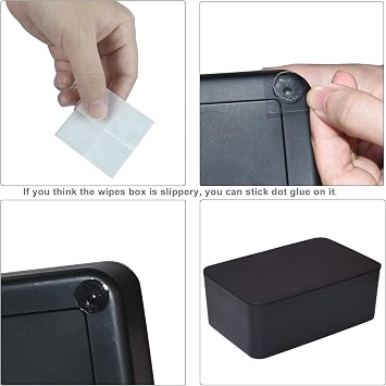 Diaper Wipes Dispenser, Tissue Storage Box Case (Black) | Wet Wipe Dispenser Holder with Lid for Home, Office, Cars