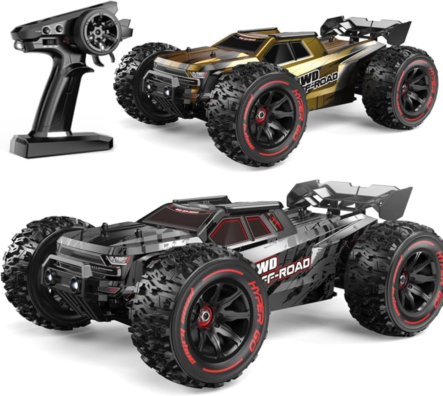 MJX Hyper Go 14210 Brushless RC Cars for Adults,1/14 High-Speed 55KMH Fast RC Truck, 4wd Offroad Electric Powered Remote Control Cars Gift for Boys with 2 Shells, Black