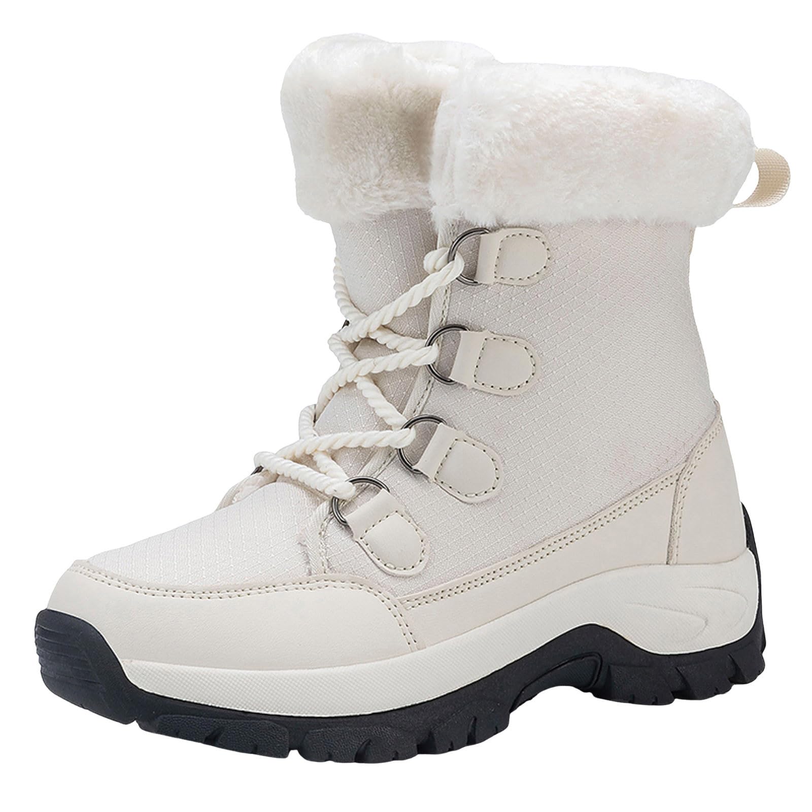 Generisch Women's Fashion Winter Boots Plain Fleece Lined
